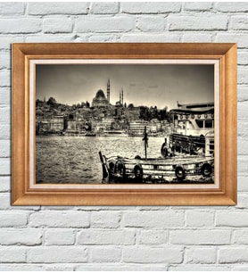 Altın Varaklı Paspartulu Çerçeveli Tablo sd601