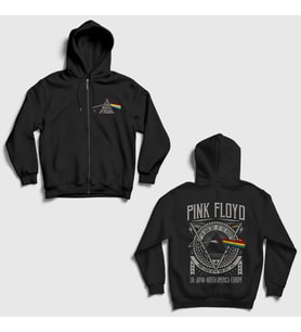 Presmono Unisex Siyah Tour V2 Pink Floyd Sırt Baskılı Fermuarlı Kapüşonlu Sweatshirt 518158tt