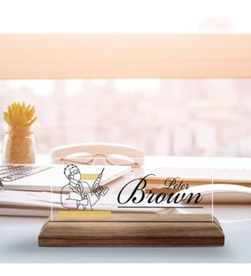 BK Gift Kişiye Özel İsimli Diş Hekimi Temalı Ahşap Tabanlı Akrilik Masa İsimliği-2, Ofis Dekoru, Mesleki Hediye, Ofis Hediyeleri