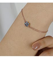 Yonca Tasarımlı Kalp Detaylı Mistik Topaz Taşlı 925 Ayar Gümüş Bileklik