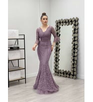 Full Güpür Balık Elbise - LİLA