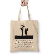 Babalar Günü Babaya Hediye 00117 Bez Çanta Uzun Saplı