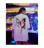 Unisex Baskılı Oversize T-Shirt - Beyaz