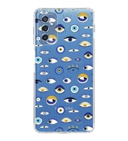 PrintiFy Samsung Galaxy M52 ile Uyumlu Nazar Boncuğu 2 Baskılı Kamera Korumalı Şeffaf Silikon Kılıf