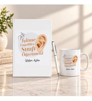 İşitme Engelliler Öğretmenine İsme Özel Defter Kalem ve Kupa Hediye Seti