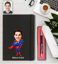 Kişiye Özel Süperman Karikatürlü Defter ve Kalem