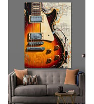 Elektro Gitar Müzik Posteri Dekoratif Kanvas - Mdf Ahşap Tablo