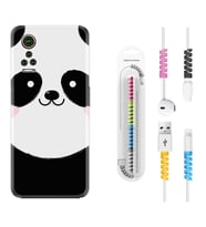General Mobile GM 21 Pro GM 22 Pro Plus Kılıf Kablo Koruma Spiral Silikon Sevimli Panda 1794