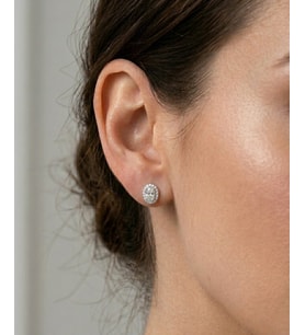 Kadın Moissanite Oval Model Taşlı Gümüş Küpe