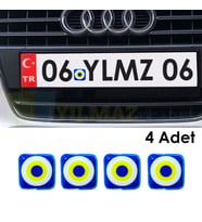 Nazar Boncuğu Torpido Damla Oto Sticker Etiket 3D Yapıştırma 4 Adet ( 2 x 2 Cm)