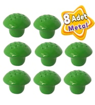 8 Adet Yeşil Noktalı Mantar Düğme Kulp Çocuk Bebek Mobilya Çekmece Dolap Kapak Kulbu Metal Kulp Aksesuarları Vidalı