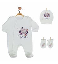 Pia Baby Gl 2201 İsme Özel Üçlü Tulum Set