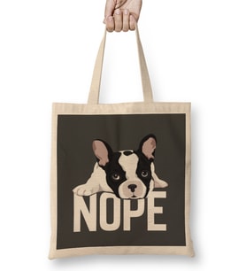 French Bulldog Nope 04 Bez Çanta Uzun Saplı