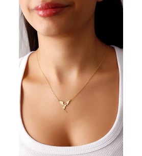 Kişiye Özel 925 Ayar Gümüş Minimal Ejderha Model Kolye (Gold)