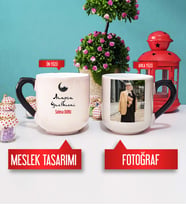 Arapça Öğretmenine Hediye Arapça Öğretmeni Kupa Bardak Oval Sihirli Fotoğraflı