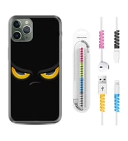 Apple iPhone 11 12 13 14 Pro Max Kılıf Kablo Koruma Spiral Silikon Black Eyes 1644