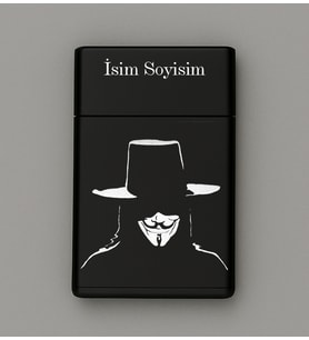 V for Vandetta Desenli Metal Tabaka – Kişiye Özel İsimli Hediyelik