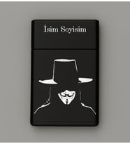 V for Vandetta Desenli Metal Tabaka – Kişiye Özel İsimli Hediyelik