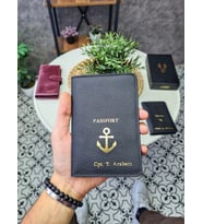 VİSSO 911 Hakiki Deri Kişiye Özel Pasaport Kılıfı İsme Özel Pasaport Kabı Pasaportluk Çanta ÇAPA LOGO SİYAH GUTTY