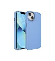 Apple iPhone 14 Plus Uyumlu Kılıf Metal Çerçeve ve Buton Tasarımlı Sert Zore Botox Kapak (Mavi)