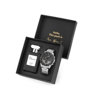 Polo Air Spor Erkek Kol Saati Ve 55ml Parfüm Hediyelik Kutusunda Set Gümüş Siyah Renk ST-5010E5 (Gümüş-Siyah)