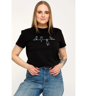 Unisex Kedi Baskılı Oversize Tshirt (Siyah)