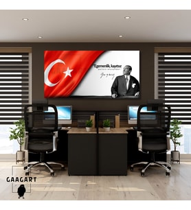 Panoramik Kanvas Makam Panosu Atatürk ve Bayrak ''Egemenlik, kayıtsız şartsız ulusundur. ''