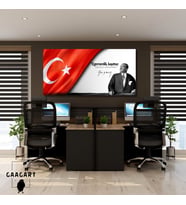 Panoramik Kanvas Makam Panosu Atatürk ve Bayrak ''Egemenlik, kayıtsız şartsız ulusundur. ''
