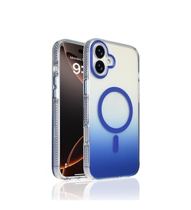 Apple iPhone 16 Uyumlu Kılıf M-safe Şarj Özellikli Transparan Renk Geçişli Zore Toros Kapak (Mavi)