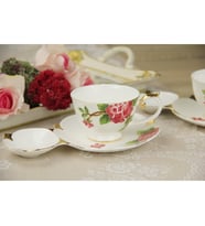 Kabartma Güllü Tekli Çay Fincanı TEKLİ Gül Desenli Bone China Çay Fincanı(TEPSİ DAHİL DEĞİL)