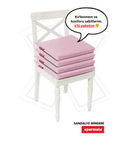 XPERMATE  Fermuarlı 4'lü Sandalye Minderi Su İtici Kumaş 40x40 cm Sünger Sandalye Minderi Bağcıklı (Pembe)