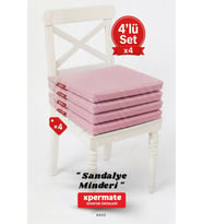 XPERMATE  Fermuarlı 4'lü Sandalye Minderi Su İtici Kumaş 40x40 cm Sünger Sandalye Minderi Bağcıklı (Pembe)