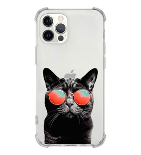 PrintiFy Apple iPhone 12 Pro Max Uyumlu Kedi 3 Baskılı Şeffaf Köşe Korumalı Antişok Kılıf