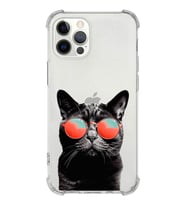 PrintiFy Apple iPhone 12 Pro Max Uyumlu Kedi 3 Baskılı Şeffaf Köşe Korumalı Antişok Kılıf