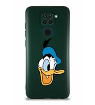 Xiaomi Redmi Note 9 Soft Premier Kapak Donald Duck-A Tasarımlı Silikon Kılıf - Yeşil (Şeffaf)
