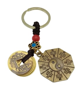 Feng Shui Metal Anahtarlık Şans Parası Ve Bagua Ayna No.2