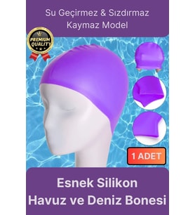 Premium Su Geçirmez Sızdırmaz Kaymaz Elastik Yüzme Şapkası Kaliteli Silikon Deniz Havuz Yüzme Bonesi