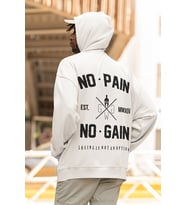 No Pain No Gain Baskılı Unisex Oversize Fitness Gym Hoodie