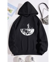 Unisex Uzay Temalı Sweatshirt (Siyah)