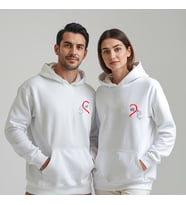 Sevgililer Günü Özel Kombin, 2 Ürün Kapüşonlu Hoodie Sweatshirt (Beyaz)