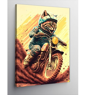 Kanvas Tablo Cross Yapan Motorlu Kedi