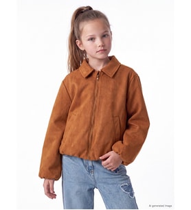LCW Kids Bej Kız Çocuk Süet Görünümlü Mont
