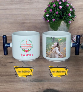 Kadınlar Günü Kupa Bardak Fotoğraflı T Lacivert Kulplu 8 Mart Hediyesi