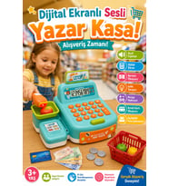 Eğitici Oyuncak Yazar Kasa Seti - Sesli ve Işıklı, Dijital Ekranlı, Hesap Makineli Market Alışveriş Oyunu (3+ Yaş)