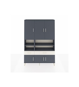 Arges Dolap 8 Raflı 2 Çekmeceli 6 Kapaklı 132x30x195 Antrasit-Antrasit/Aytaşı