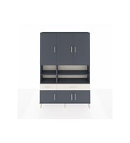 Arges Dolap 8 Raflı 2 Çekmeceli 6 Kapaklı 132x30x195 Antrasit-Antrasit/Aytaşı