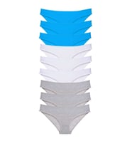 9 adet Süper Eko Set Likralı Kadın Slip Külot Gri Beyaz Mavi