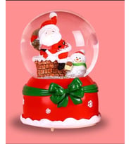 Noel Baba Kardan Adam Tasarımlı 13 cm Büyük Boy Işıklı Müzikli Kar Küresi