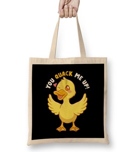 You Quack Me Up! Adorable Duckling Crack Me Up Pun Bez Çanta Uzun Saplı