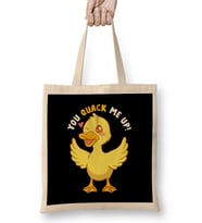 You Quack Me Up! Adorable Duckling Crack Me Up Pun Bez Çanta Uzun Saplı